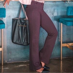 Betabrand Classic Dress Pant Yoga Pants Bootcut Flare Purple Plum ML